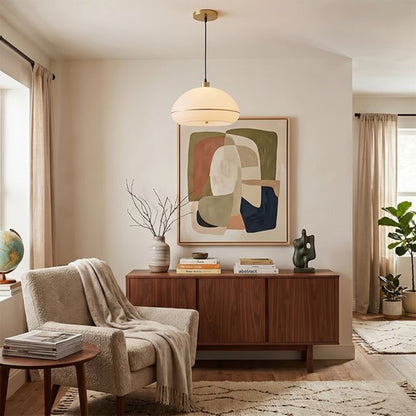 Nova California Morelli 15in 1-Light Pendant | Modern Weathered Brass and White Lucite | Kitchen Island & Dining Room | Model 2115847WB