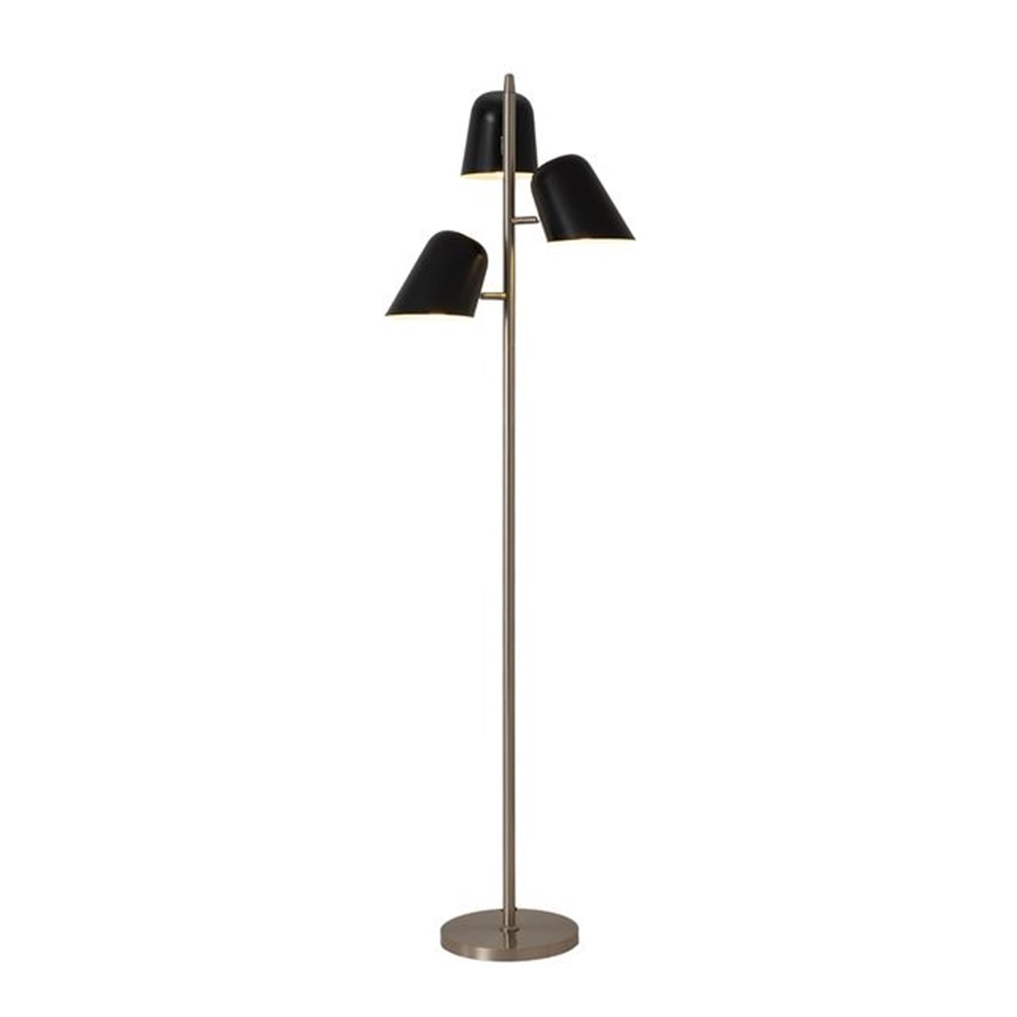 Nova California Culver 59in 3-Light Floor Lamp | Mid-Century Modern Satin Nickel and Matte Black Steel | Living Room & Bedroom | Model 2121589MB