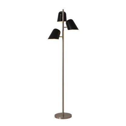 Nova California Culver 59in 3-Light Floor Lamp | Mid-Century Modern Satin Nickel and Matte Black Steel | Living Room & Bedroom | Model 2121589MB