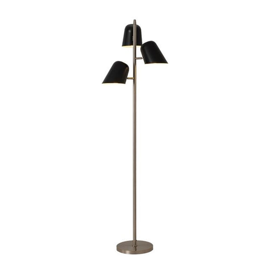 Nova California Culver 59in 3-Light Floor Lamp | Mid-Century Modern Satin Nickel and Matte Black Steel | Living Room & Bedroom | Model 2121589MB