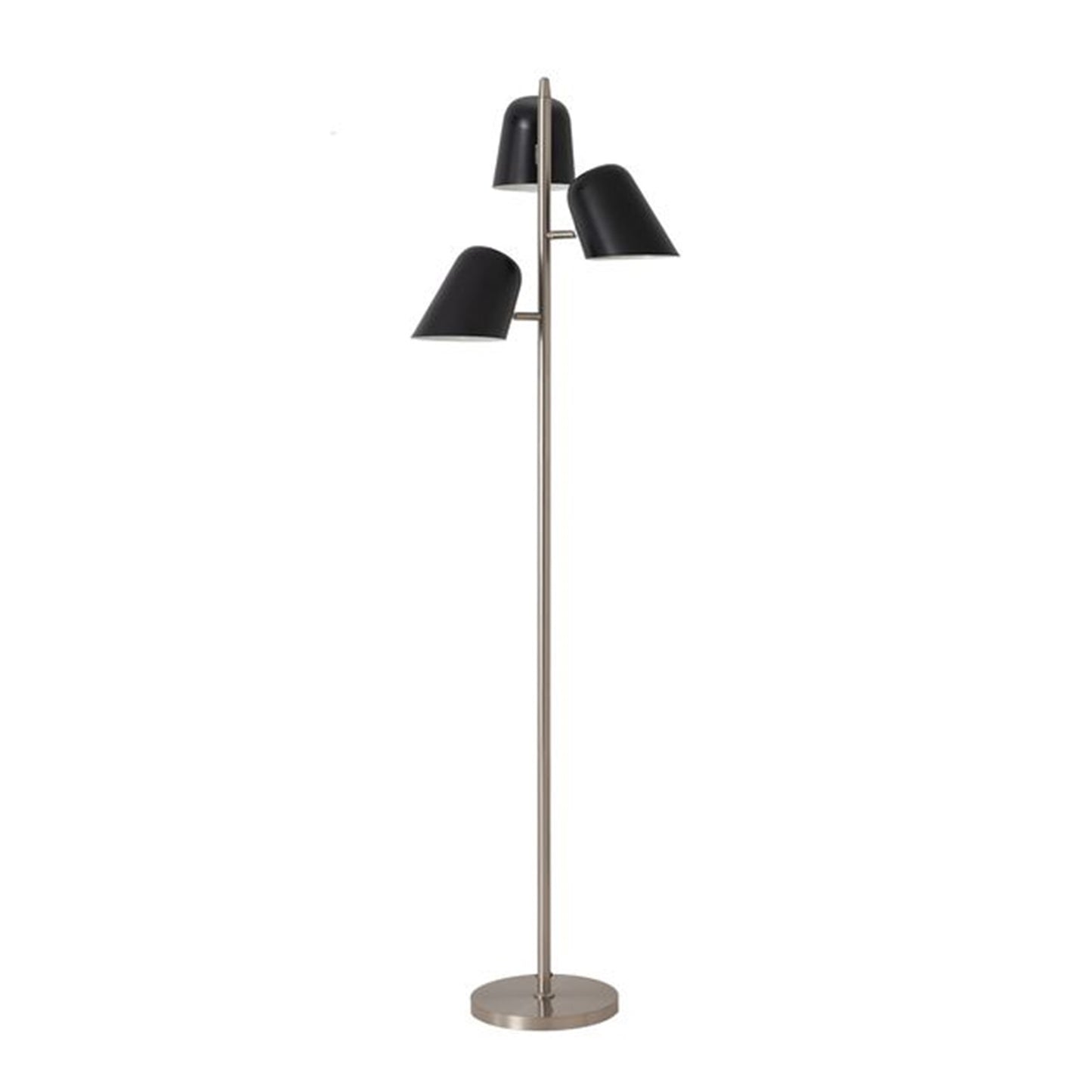 Nova California Culver 59in 3-Light Floor Lamp | Mid-Century Modern Satin Nickel and Matte Black Steel | Living Room & Bedroom | Model 2121589MB