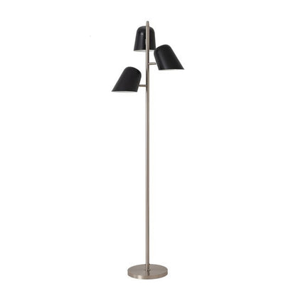 Nova California Culver 59in 3-Light Floor Lamp | Mid-Century Modern Satin Nickel and Matte Black Steel | Living Room & Bedroom | Model 2121589MB