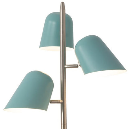 Nova California Culver 59in 3-Light Tree Floor Lamp | Mid-Century Modern Satin Nickel and Pool Blue Steel Shades | Living Room & | Model 2121589PB