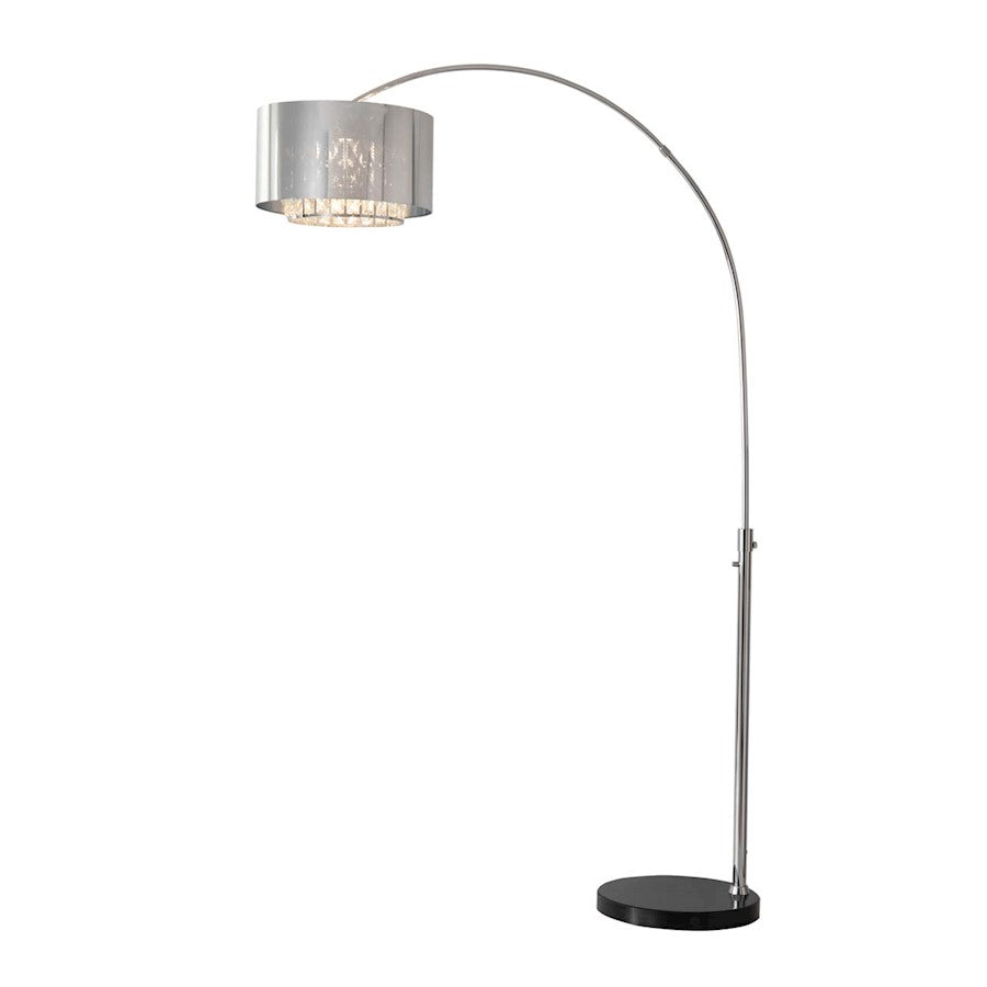 Nova California Marilyn 94in 1-Light Arc Floor Lamp | Glam Chrome and Crystal | Living Room & Lounge | 68 x 18 x 94 in | Model 21263CH