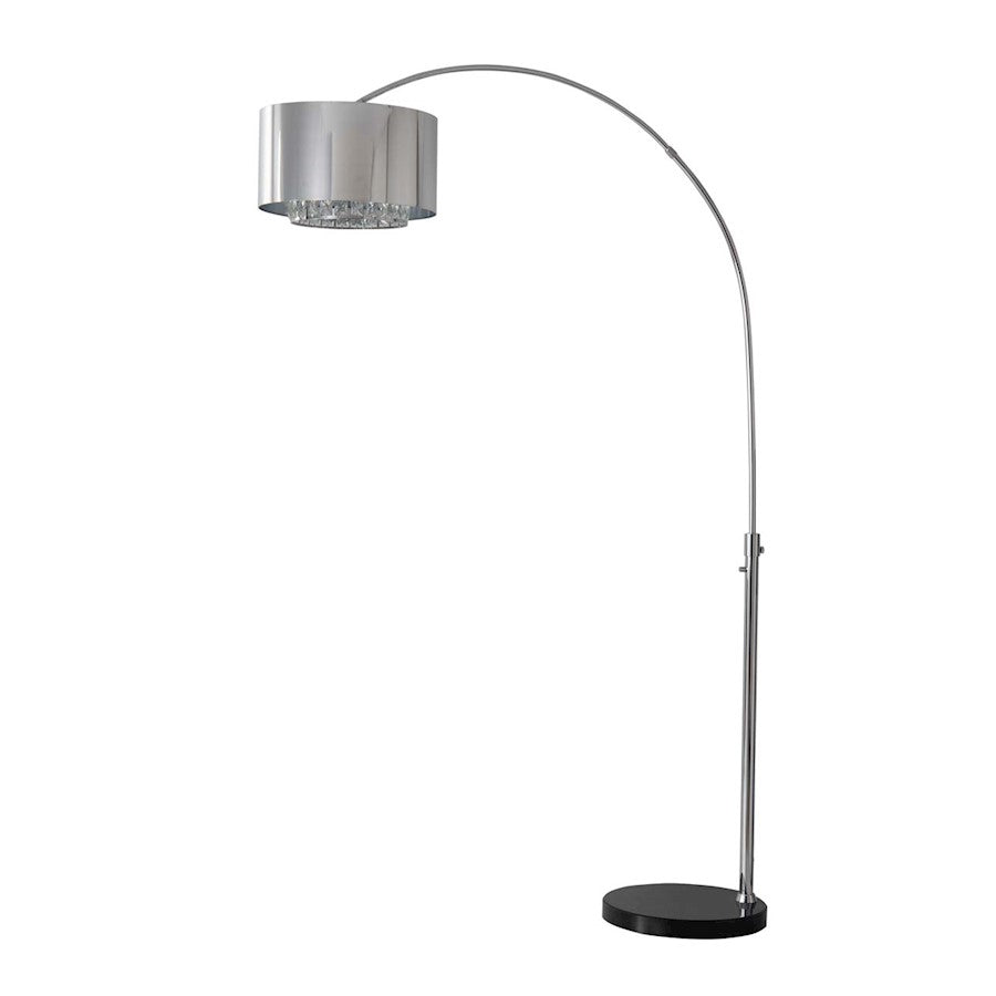Nova California Marilyn 94in 1-Light Arc Floor Lamp | Glam Chrome and Crystal | Living Room & Lounge | 68 x 18 x 94 in | Model 21263CH