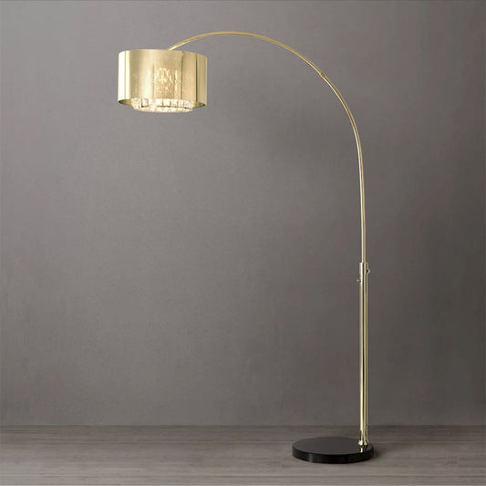 Nova California Marilyn 94in 1-Light Arc Floor Lamp | Glam Weathered Brass and Crystal Mylar Shade | Living Room | 68 x 18 x 94 in | Model 21263WB