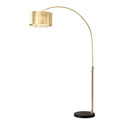 Nova California Marilyn 94in 1-Light Arc Floor Lamp | Glam Weathered Brass and Crystal Mylar Shade | Living Room | 68 x 18 x 94 in | Model 21263WB