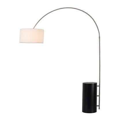 Nova California Palos Verdes 82in Arc Floor Lamp | Mid-Century Wood Base and Linen Shade | Living Room & Home Office | 2600 Lumens | Model 217720BN