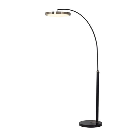 Nova California Redondo 48in 1-Light Arc Floor Lamp | Contemporary Matte Black and Weathered Brass Steel | Living Room & Reading | Model 217727MB