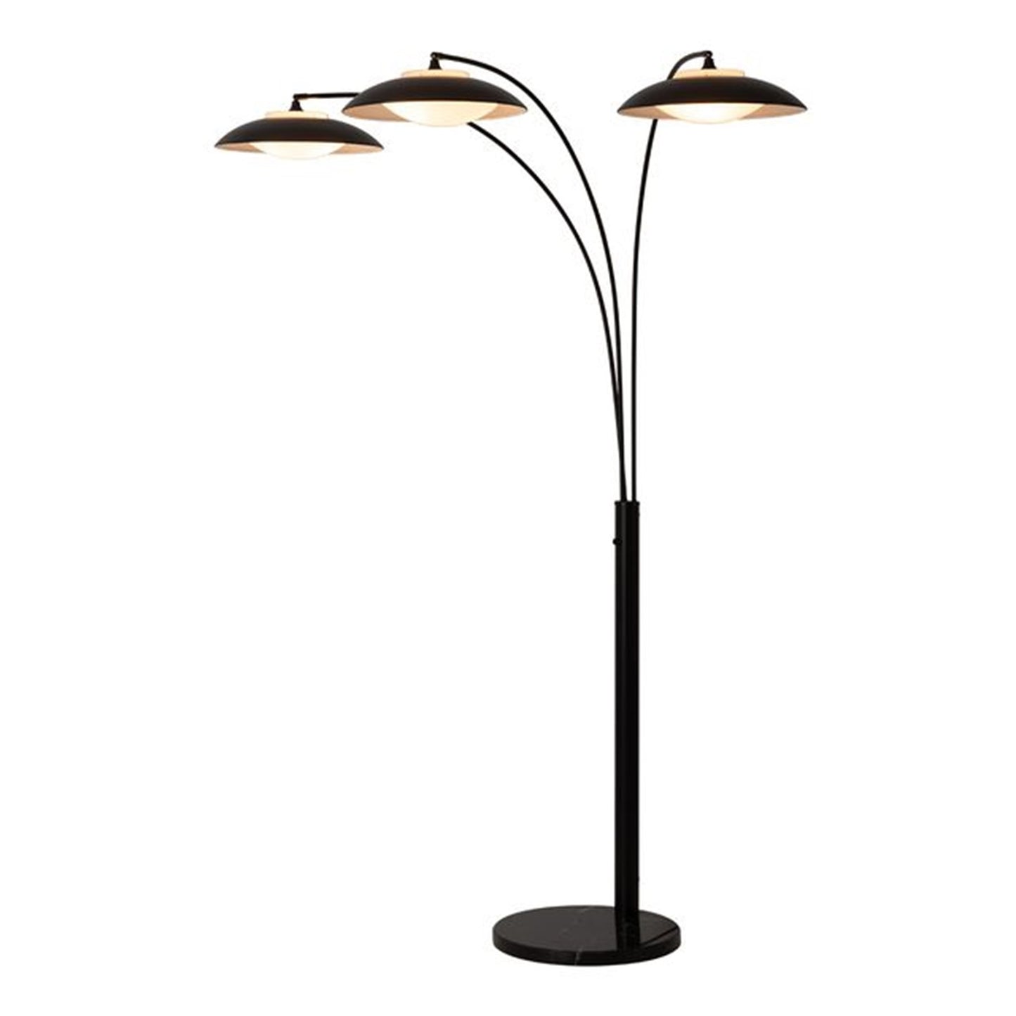 Nova California Saucer 6-Light Arc Floor Lamp | Contemporary Matte Black Steel Shades | Living Room & Lounge | 68 x 18 x 92 in | Model 2310501MB