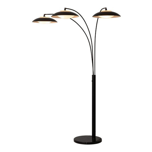 Nova California Saucer 6-Light Arc Floor Lamp | Contemporary Matte Black Steel Shades | Living Room & Lounge | 68 x 18 x 92 in | Model 2310501MB
