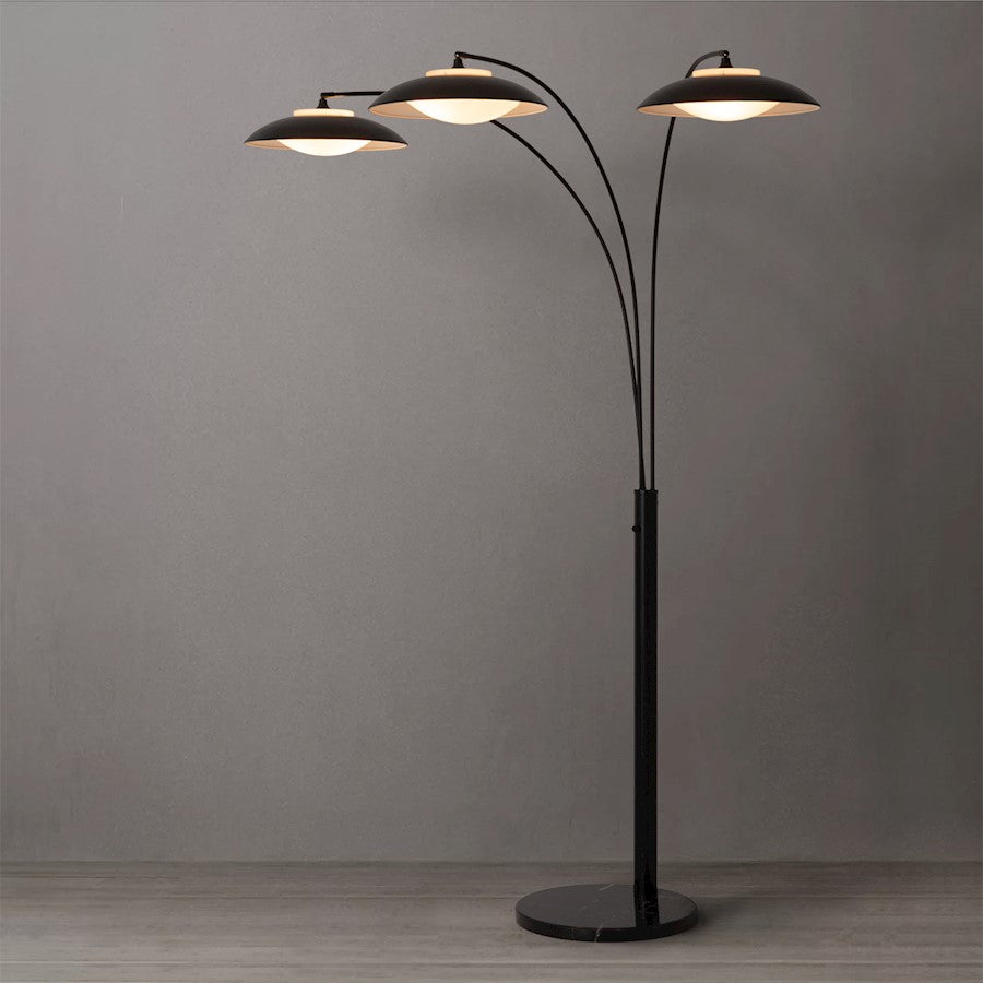 Nova California Saucer 6-Light Arc Floor Lamp | Contemporary Matte Black Steel Shades | Living Room & Lounge | 68 x 18 x 92 in | Model 2310501MB