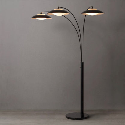 Nova California Saucer 6-Light Arc Floor Lamp | Contemporary Matte Black Steel Shades | Living Room & Lounge | 68 x 18 x 92 in | Model 2310501MB