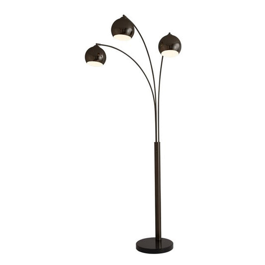 Nova California Triplet 85in 3-Light Arc Floor Lamp | Mid-Century Black Nickel and Iron | Living Room & Den | 40 x 15 x 85 in | Model 2310800BN