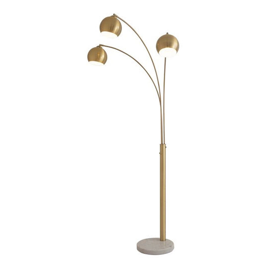 Nova California Triplet 40in 3-Light Arc Floor Lamp | Mid-Century White/Brass Iron Shade | Living Room & Reading | 85 in H | Model 2310800WB