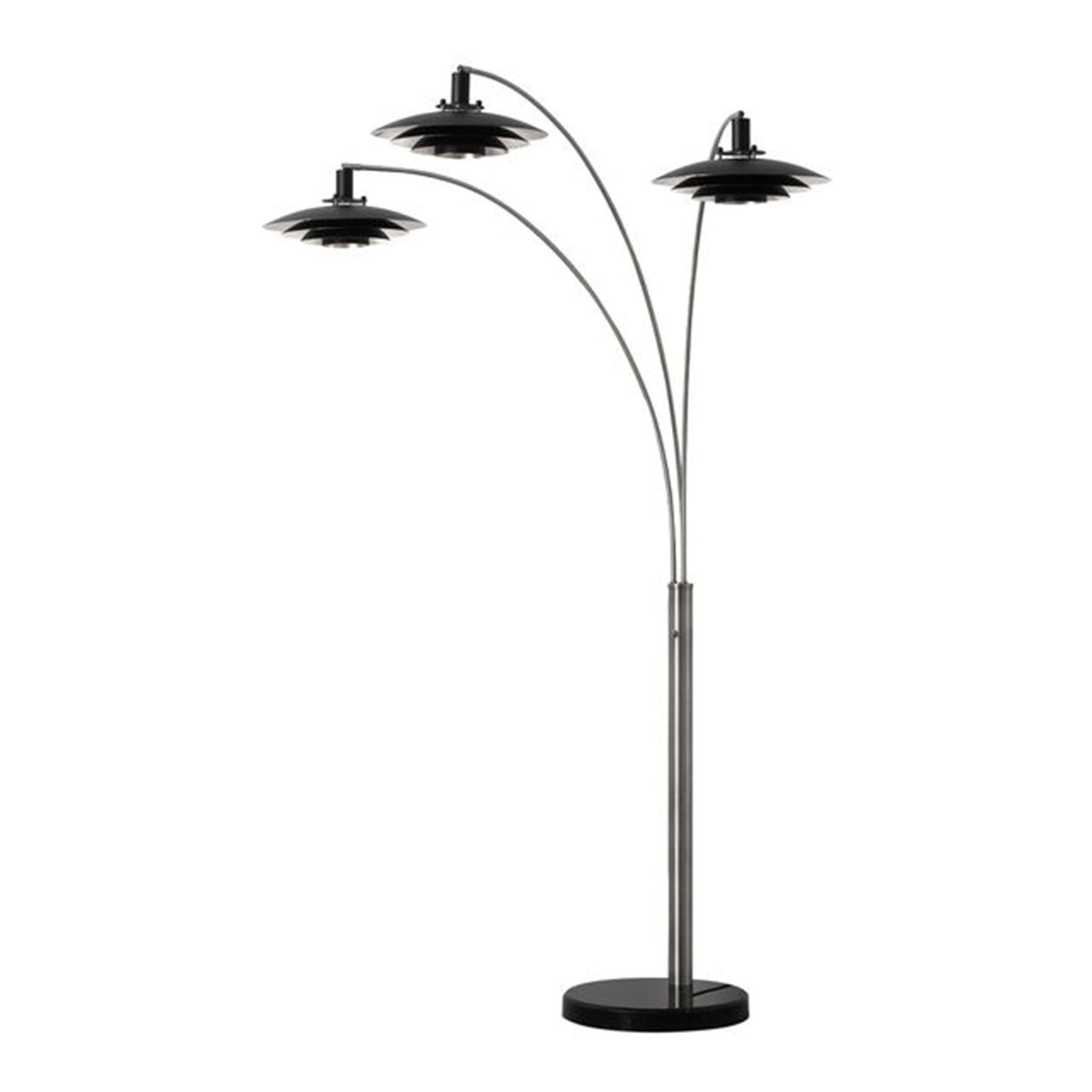 Nova California Rancho Mirage 3-Light Arc Floor Lamp | Mid-Century Antique Nickel and Matte Black Aluminum Shades | Living Room & | Model 2310824SN