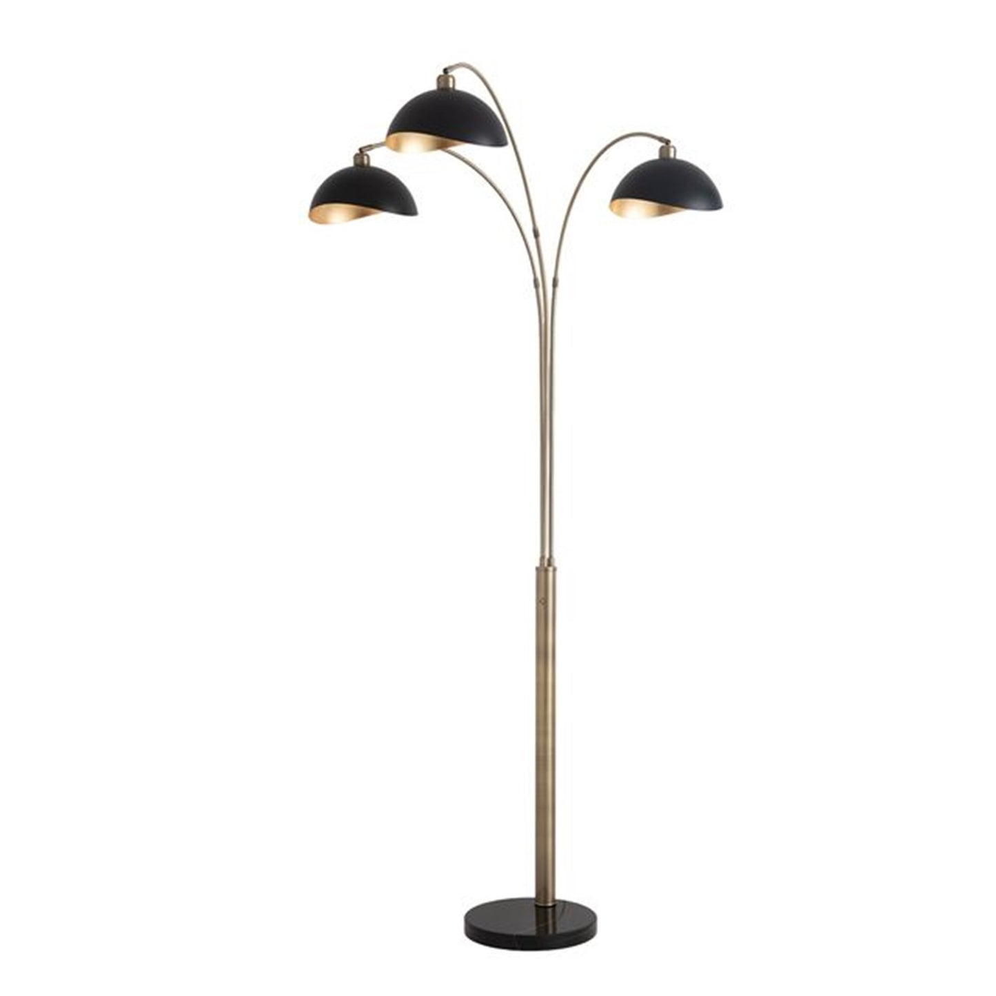 Nova California Luna Bella 72in 3-Light Arc Floor Lamp | Industrial Weathered Brass and Gold Leaf Metal | Living Room & Reading Nook | Model 2311017