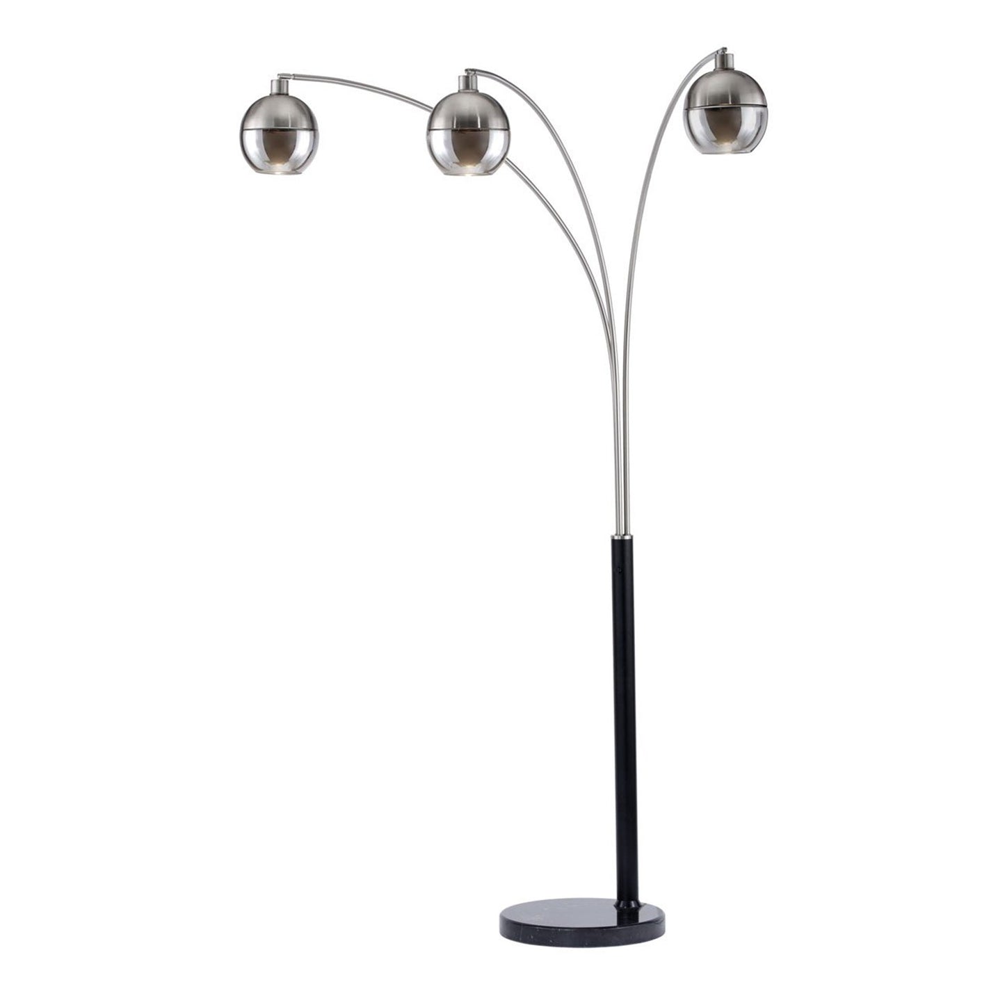 Nova California Orson 3-Light Arc Floor Lamp | Modern Matte Black and Brushed Nickel Glass | Living Room & Den Overhead Light | 84 in | Model 2311062