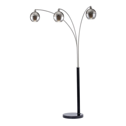 Nova California Orson 3-Light Arc Floor Lamp | Modern Matte Black and Brushed Nickel Glass | Living Room & Den Overhead Light | 84 in | Model 2311062