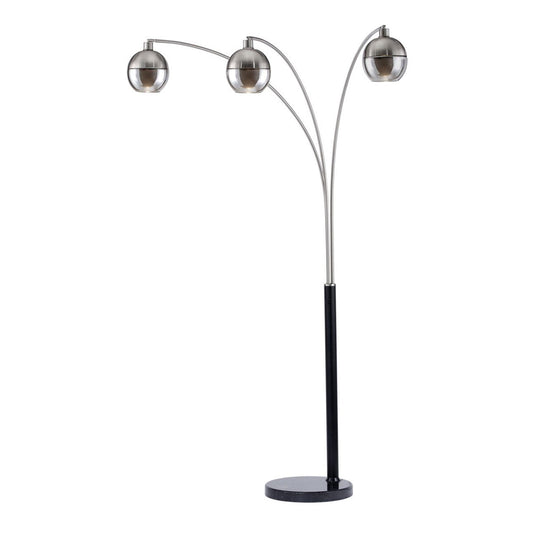 Nova California Orson 3-Light Arc Floor Lamp | Modern Matte Black and Brushed Nickel Glass | Living Room & Den Overhead Light | 84 in | Model 2311062