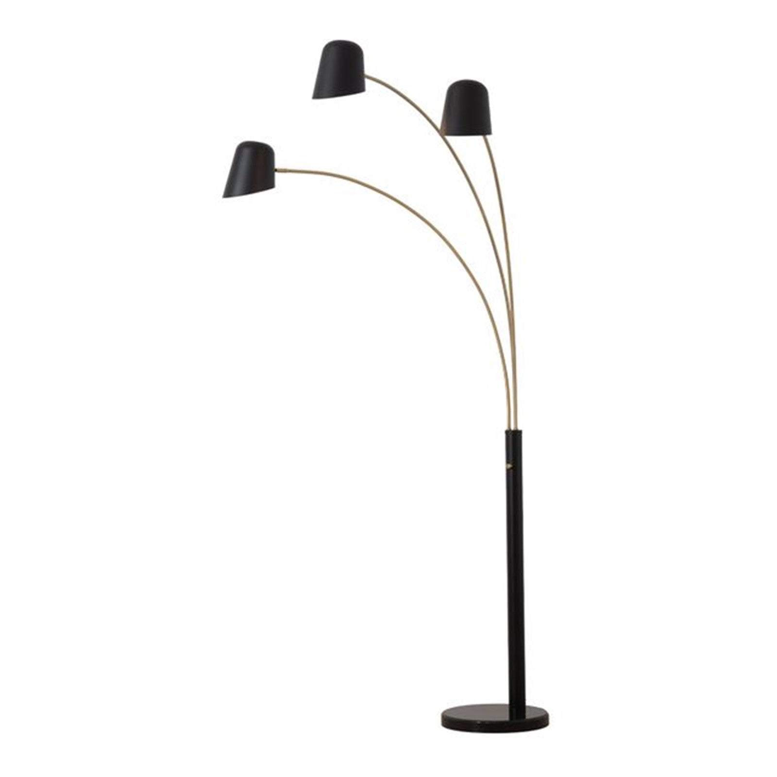 Nova California Culver 86in 3-Light Arc Floor Lamp | Modern Matte Black and Weathered Brass Steel | Living Room & Den Overhead | Model 2311589MB