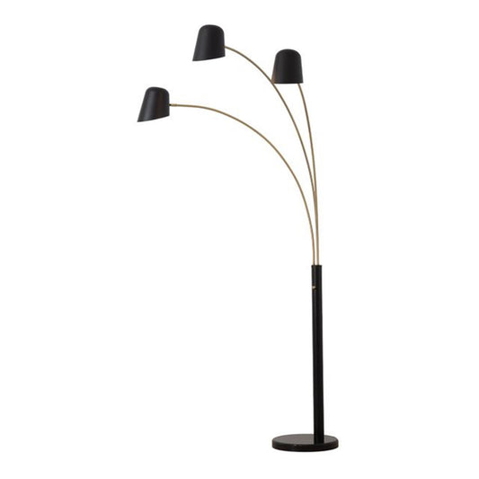 Nova California Culver 86in 3-Light Arc Floor Lamp | Modern Matte Black and Weathered Brass Steel | Living Room & Den Overhead | Model 2311589MB