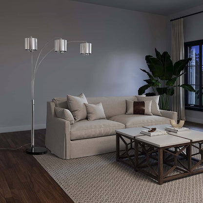 Nova California Marilyn 90in 3-Light Arc Floor Lamp | Glam Chrome and Crystal | Living Room & Dining Room | 51 x 48 x 90 in | Model 23263CH