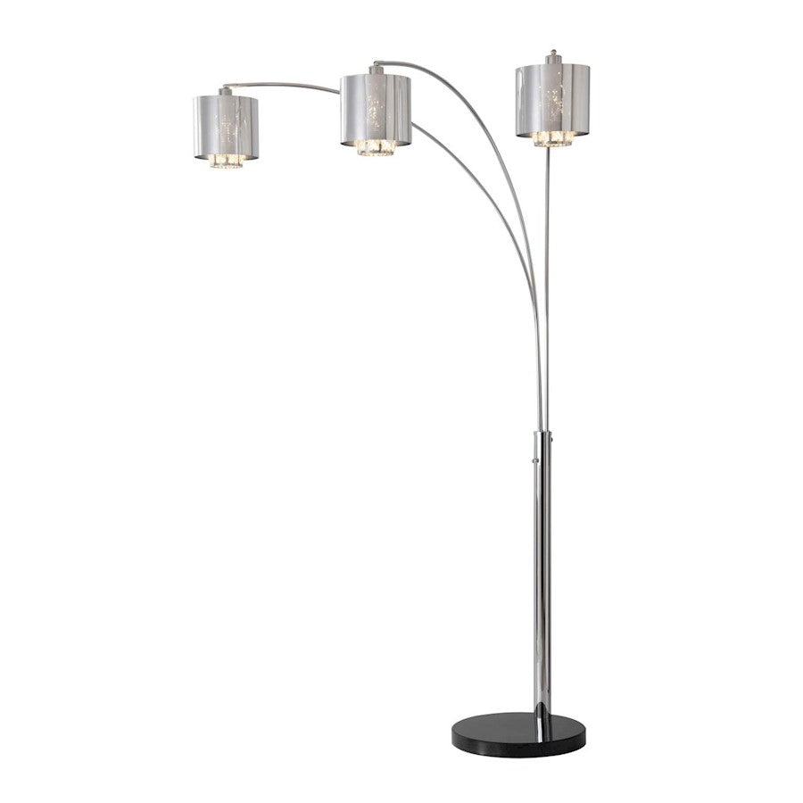 Nova California Marilyn 90in 3-Light Arc Floor Lamp | Glam Chrome and Crystal | Living Room & Dining Room | 51 x 48 x 90 in | Model 23263CH