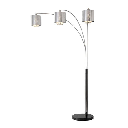 Nova California Marilyn 90in 3-Light Arc Floor Lamp | Glam Chrome and Crystal | Living Room & Dining Room | 51 x 48 x 90 in | Model 23263CH
