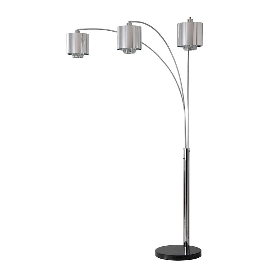 Nova California Marilyn 90in 3-Light Arc Floor Lamp | Glam Chrome and Crystal | Living Room & Dining Room | 51 x 48 x 90 in | Model 23263CH