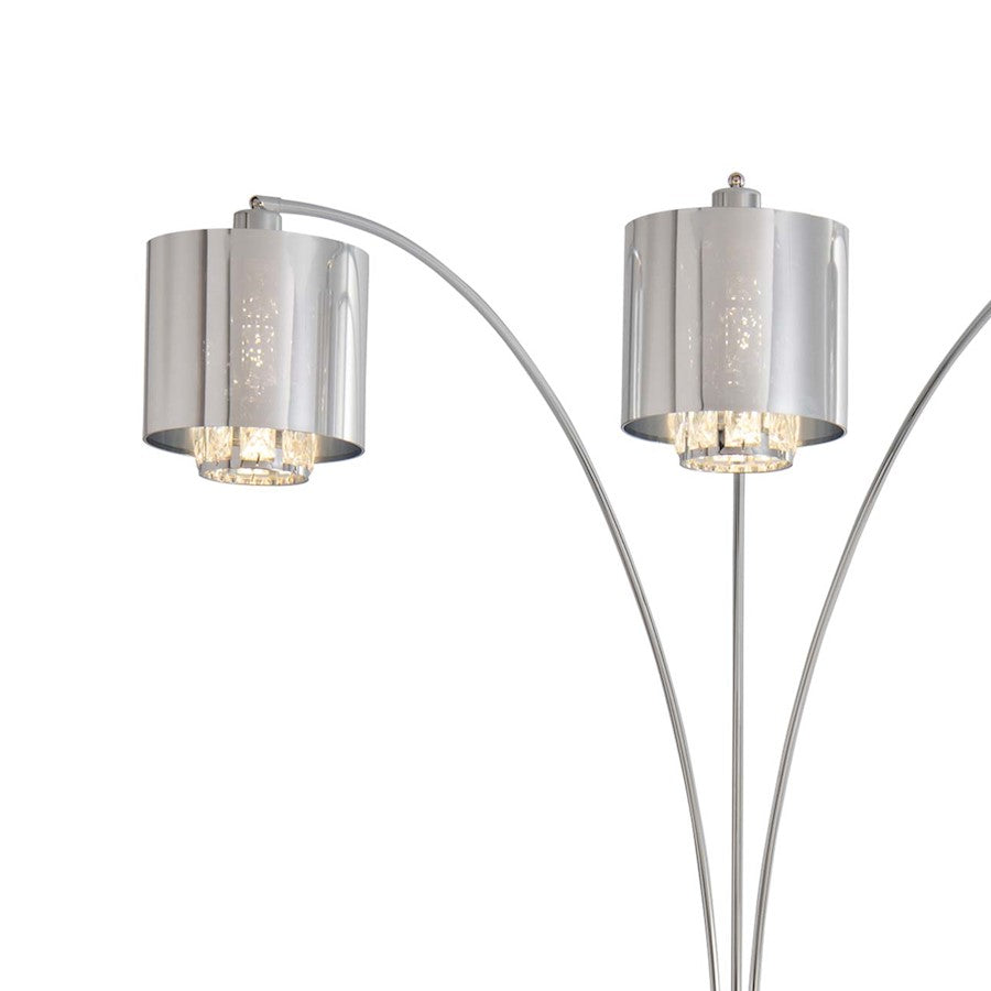 Nova California Marilyn 90in 3-Light Arc Floor Lamp | Glam Chrome and Crystal | Living Room & Dining Room | 51 x 48 x 90 in | Model 23263CH