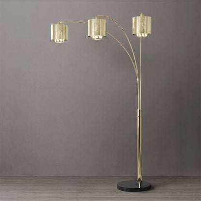 Nova California Marilyn 90in 3-Light Arc Floor Lamp | Glam Weathered Brass and Crystal Shade | Living Room & Bedroom | 51 x 48 x 90 in | Model 23263WB