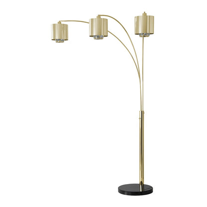 Nova California Marilyn 90in 3-Light Arc Floor Lamp | Glam Weathered Brass and Crystal Shade | Living Room & Bedroom | 51 x 48 x 90 in | Model 23263WB