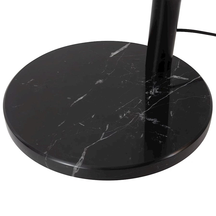 Nova California Amarillo 84in 3-Light Arc Floor Lamp | Mid-Century Matte Black and White Organza | Living Room | 48 x 36 x 84 in | Model 234349BN
