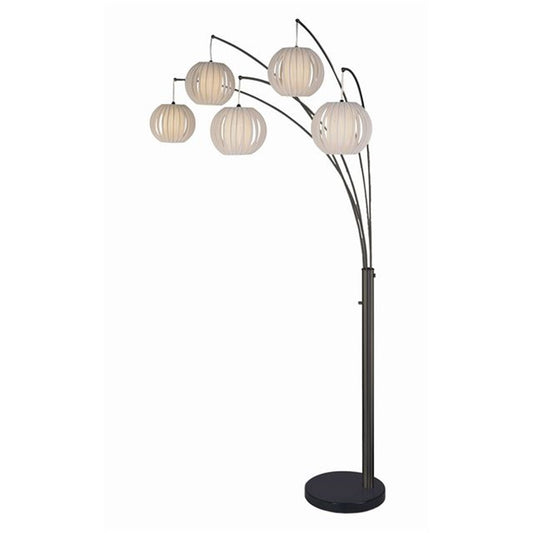 Nova California Bloom 5-Light Arc Lamp | Mid-Century Black Nickel and White Satin Shades | Living Room & Lounge | 44 x 78 x 90 in | Model 2510799BN