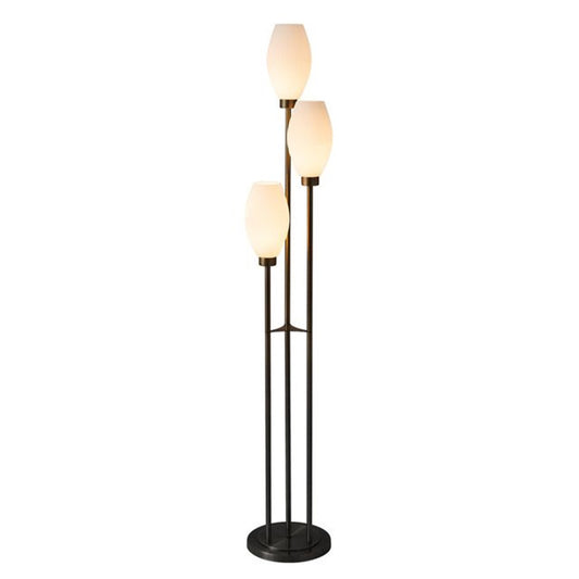 Nova California Willows 71in 3-Light Floor Lamp | Mid-Century Matte Black Steel and Frosted Glass | Living Room & Reading Nook | Model 2710798MB
