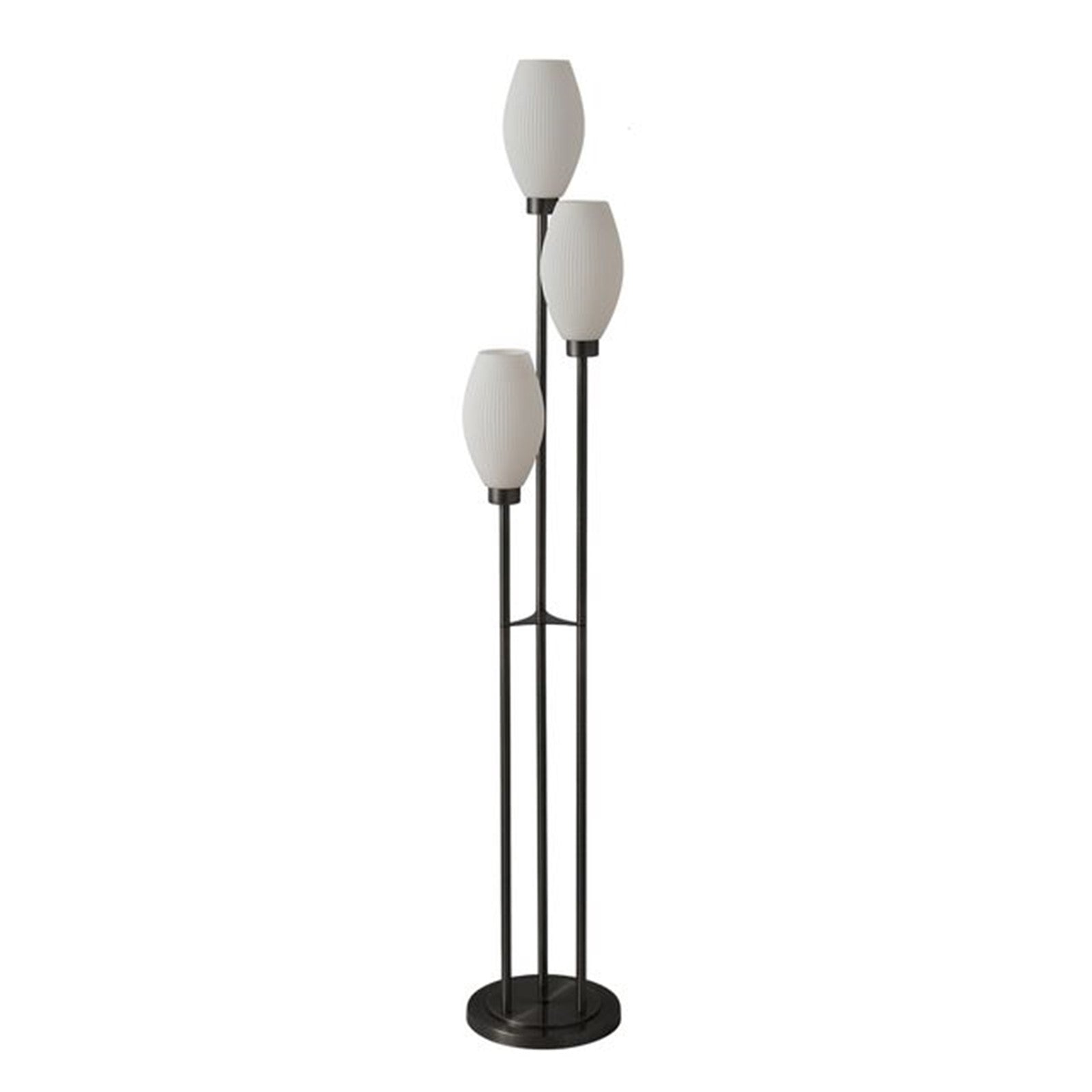 Nova California Willows 71in 3-Light Floor Lamp | Mid-Century Matte Black Steel and Frosted Glass | Living Room & Reading Nook | Model 2710798MB