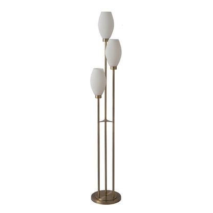 Nova California Willows 71in 3-Light Floor Lamp | Mid-Century Modern Weathered Brass and White Glass | Living Room Corner & Reading | Model 2710798WB