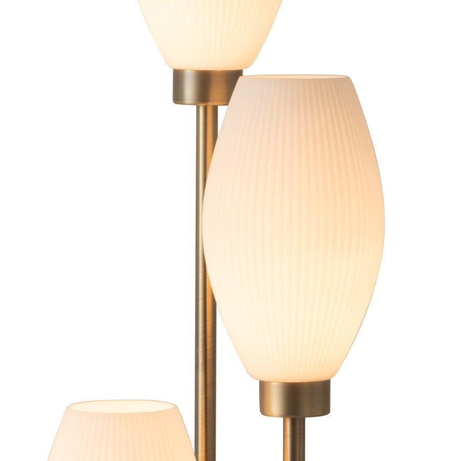 Nova California Willows 71in 3-Light Floor Lamp | Mid-Century Modern Weathered Brass and White Glass | Living Room Corner & Reading | Model 2710798WB