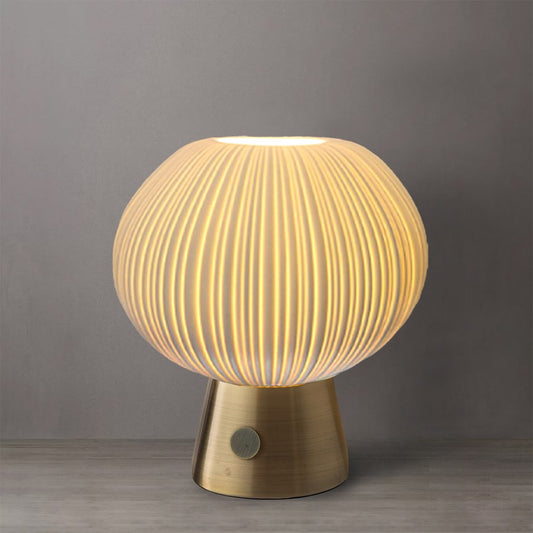 Nova California Bone Porcelain 10in 1-Light Table Lamp | Weathered Brass and Natural Bone Porcelain | Bedroom & Living Room Accent | Model 2710801WB