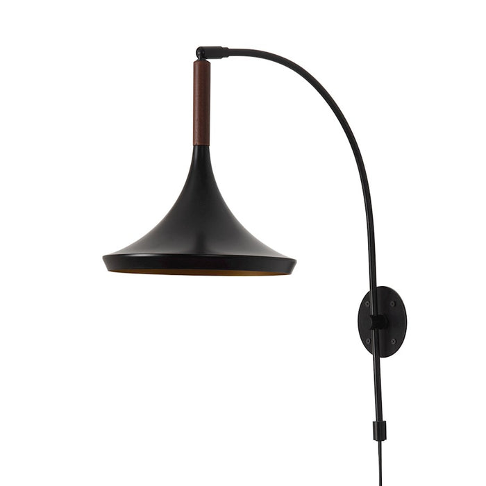 Nova California Lodi 1 Light Wall Sconce, Matte Black/Walnut