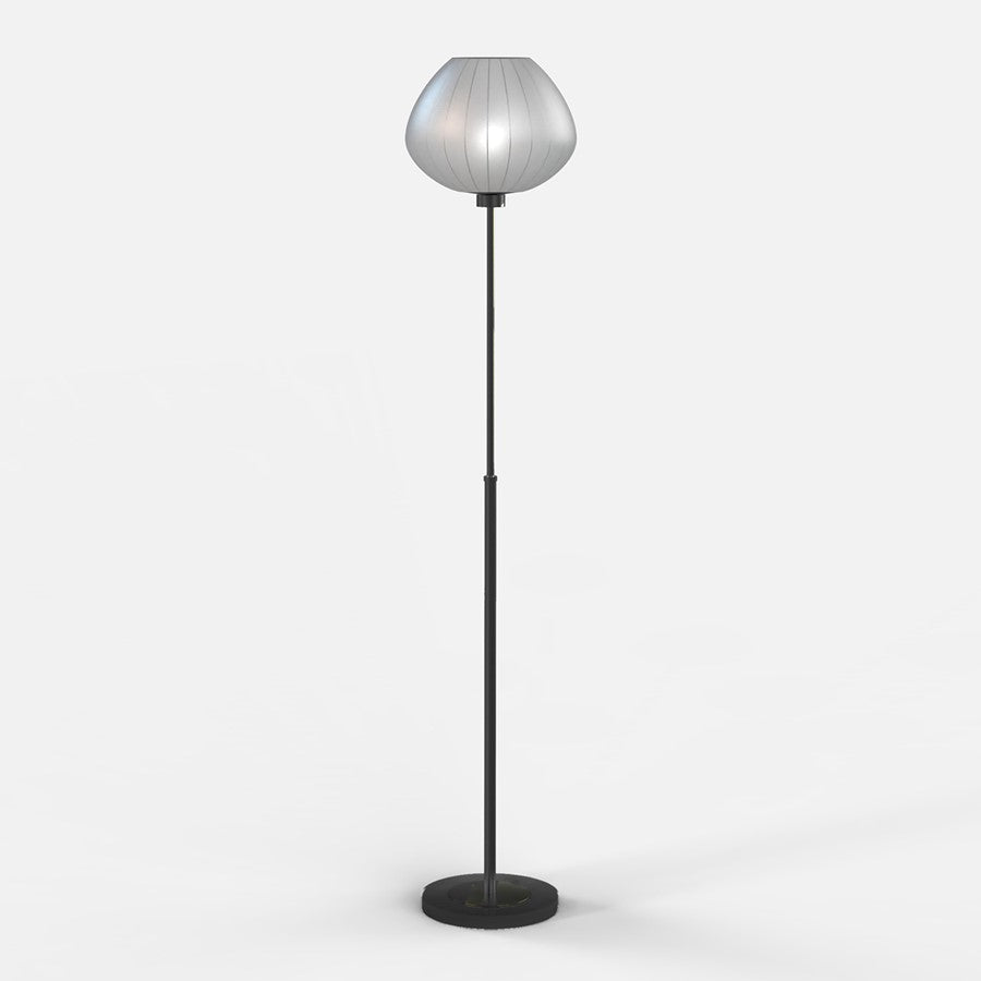 Nova California Bloom 72in 1-Light Torchiere Floor Lamp | Mid-Century Black Nickel and White Satin | Living Room & Reading Corner | Model 3010799BN