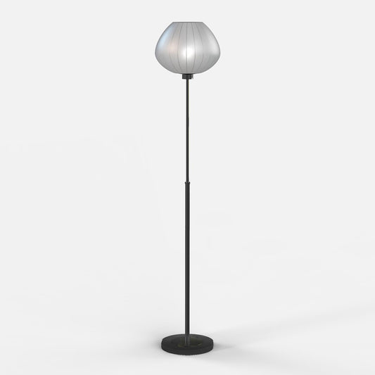 Nova California Bloom 72in 1-Light Torchiere Floor Lamp | Mid-Century Black Nickel and White Satin | Living Room & Reading Corner | Model 3010799BN