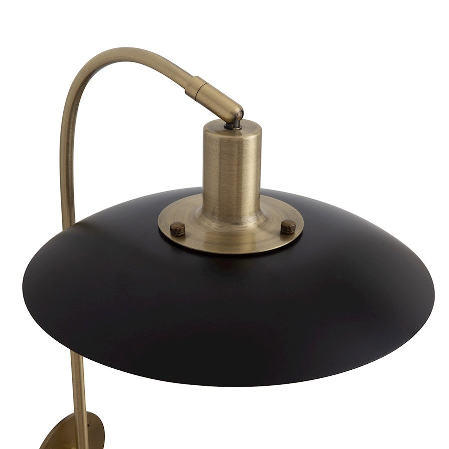 Nova California Rancho Mirage 1-Light Wall Sconce | Mid-Century Modern Matte Black and Weathered Brass Steel | Bedroom & Hallway | Model 3010824MB