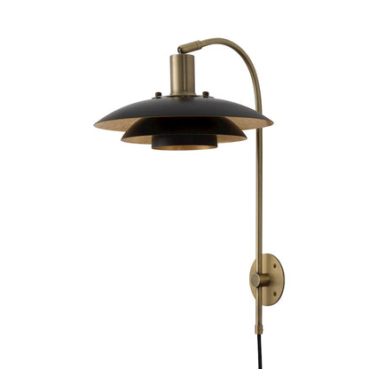 Nova California Rancho Mirage 1-Light Wall Sconce | Mid-Century Modern Matte Black and Weathered Brass Steel | Bedroom & Hallway | Model 3010824MB