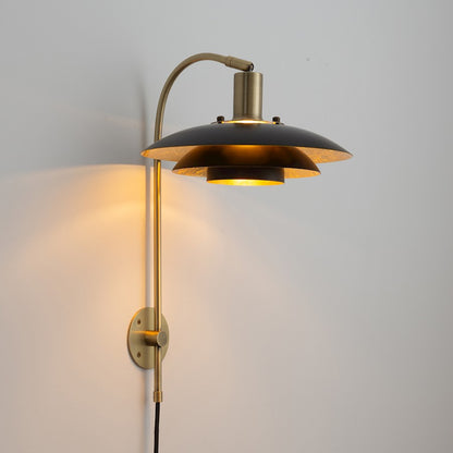 Nova California Rancho Mirage 1-Light Wall Sconce | Mid-Century Modern Matte Black and Weathered Brass Steel | Bedroom & Hallway | Model 3010824MB