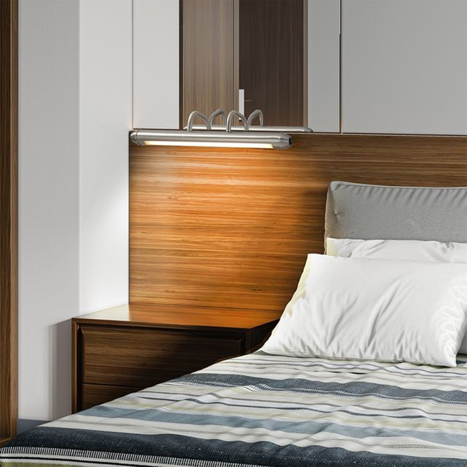 Nova California Bradley 24in 1-Light Bar Wall Sconce | Contemporary Satin Nickel Steel | Bedroom & Hallway Accent | 24 x 7 x 21 in | Model 301082SN