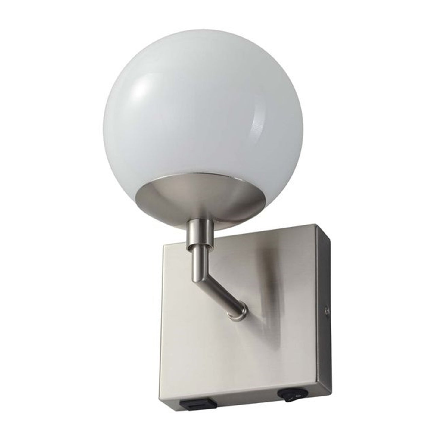 Nova California Globe 10in 1-Light Wall Sconce | Modern Satin Nickel and Opal White Glass | Bedside & Hallway | 800 Lumens, 2700K | Model 301085SN