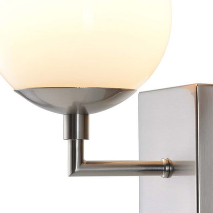 Nova California Globe 10in 1-Light Wall Sconce | Modern Satin Nickel and Opal White Glass | Bedside & Hallway | 800 Lumens, 2700K | Model 301085SN
