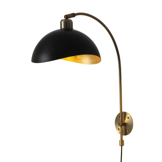 Nova California Luna Bella 16in 1-Light Wall Sconce | Mid-Century Modern Black Weathered Brass and Gold Leafing Steel | Living Room | Model 3011017WB
